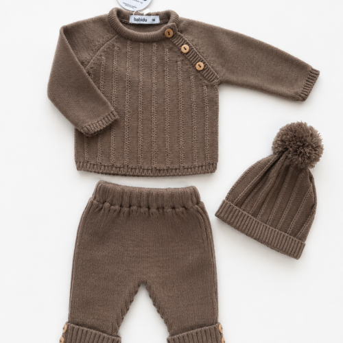 Brown set Babidu inclusief mutsje