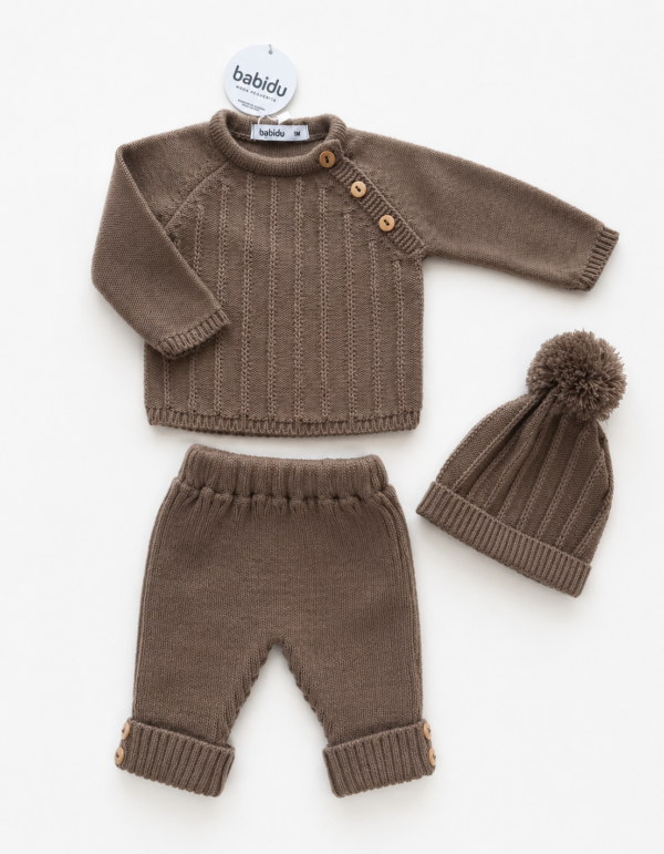 Brown set Babidu inclusief mutsje