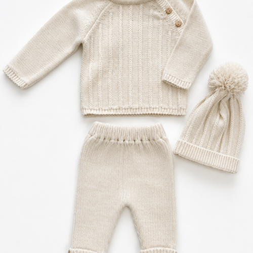 Beige set Babidu inclusief mutsje