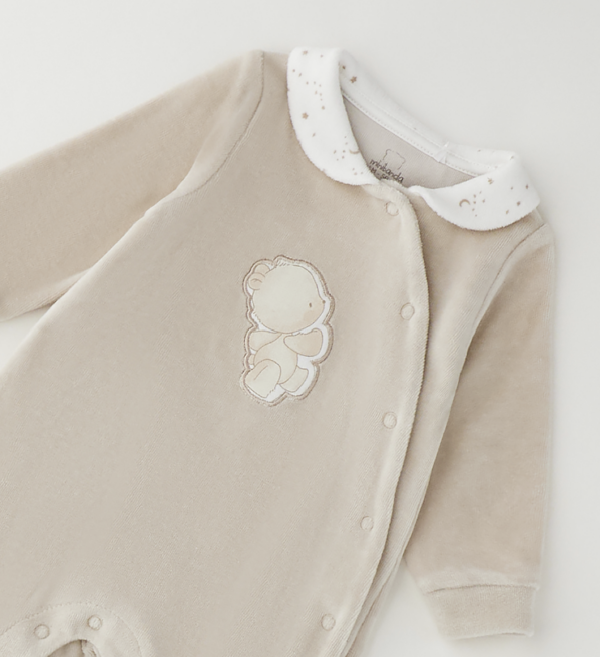 romperpakje beige met beertje maat 56