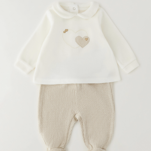 setje beige hart setje met hartjes maat 56